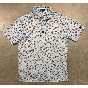Bad Birdie Polo Shirt Mens Medium AOP Spotted Golf Performance Stretch Splatter
